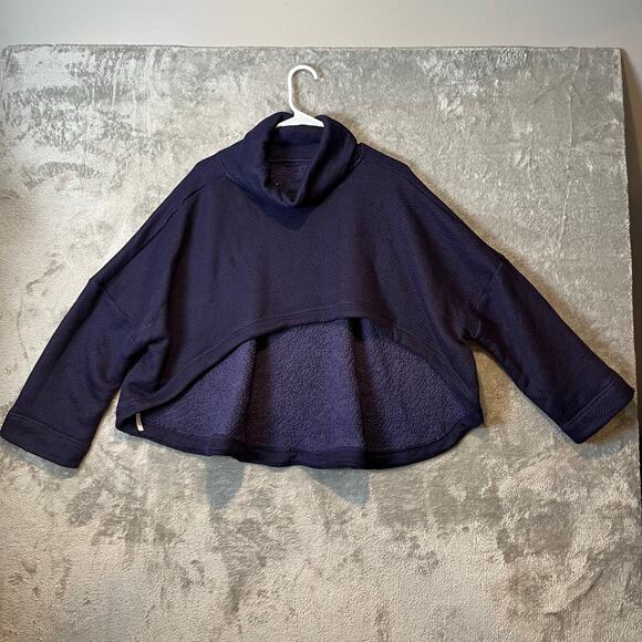 Free People Beach Milley Reversible Cowl Sweater Size Small Celestial Indigo New - Picture 3 of 6